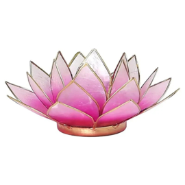 Lotus sfeerlicht roze-lichtroze goudrand 13,5 cm