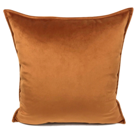 Velvet Cognac oranje kussen passend bij veren/bladeren kussen ± 45x45cm