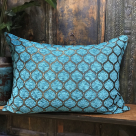 Esperanza Deseo ® vloer/lounge kussen - Honingraat turquoise met brons ± 70x100cm