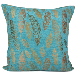 Esperanza Deseo ® vloer/lounge kussen - Boho Feathers  turquoise ± 70x70cm