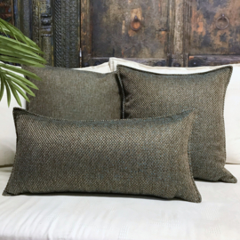 Esperanza Deseo ® kussen - Linnen meubelstof met grote lus - Brons met turquoise ± 30x60cm