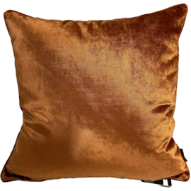 Velvet kussenhoes - oranje, brick, terracotta, cognac - zeer luxe, stevige meubelstof - 55x55cm