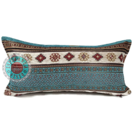 Esperanza Deseo ® kussen - Aztec, turquoise en ivoor ± 30x60cm