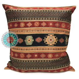 Esperanza Deseo ® vloer/lounge kussen - Aztec - Zwart en rood kussen ± 70x70cm