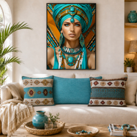 Wall-Art - Canvasdoek "Aztec  Girl foto style" kies de gewenste maat in het pop-up menu - prijs vanaf: