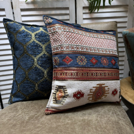 Esperanza Deseo ® kussenhoes - Aztec - inktblauw en ivoor ± 45x45cm