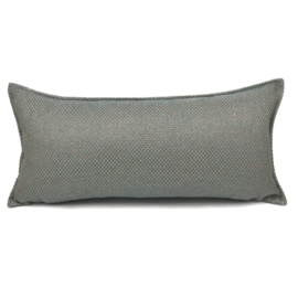 Esperanza Deseo ® kussen - Linnen meubelstof met grote lus - Taupe met licht turquoise ± 30x60cm