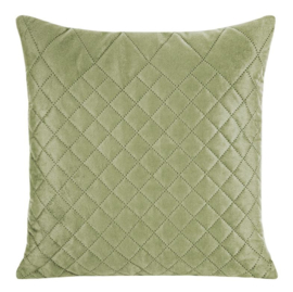 Bedsprei + kussenhoes 40x40cm - licht olijfgroen fluweel 170x210cm (voor 1 persoon of camper-caravan bed)