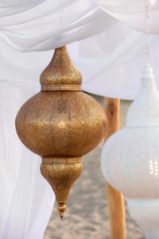 Goudkleurige hanglamp/lantaarn "Marrakesh" 32x65cm L (afhalen in winkel)