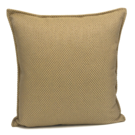 Esperanza Deseo ® kussen - Linnen meubelstof met grote lus - Taupe met okergeel ± 45x45cm