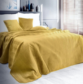 Bedsprei - Goud (heldergoud) fluweel met visgraat motief - 230x260cm