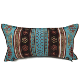 Esperanza Deseo ® kussen - Peru - turquoise en bruin ± 30x60cm