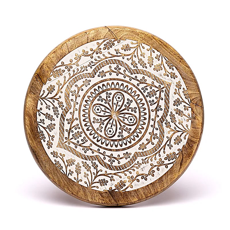 Bijzettafeltje - Mandala - wit - 30x30x31cm
