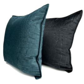 Esperanza Deseo ® kussen - petrol/zeegroen/teal velvet croco ± 42x42cm