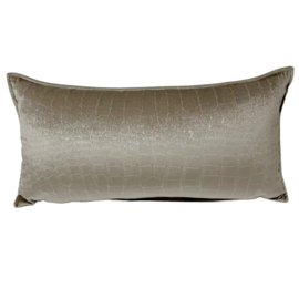 Esperanza Deseo ® kussen - licht taupe (zilvergrijze gloed) velvet croco ± 30x60cm