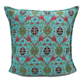 Esperanza Deseo ® kussen - Flowers, licht turquoise en groen ± 60x60cm