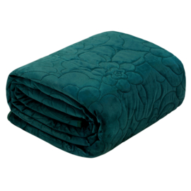 Bedsprei - petrol, teal, zeegroen fluweel 230x260cm