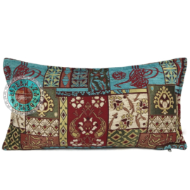 Esperanza Deseo ® kussen - Patchwork turquoise en rood ± 30x60cm