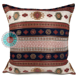 Esperanza Deseo ® vloer/lounge kussen - Aztec donkerblauw met ivoor ± 70x70cm