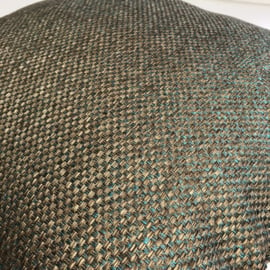 Esperanza Deseo ® kussen - Linnen meubelstof met grote lus - Brons met turquoise ± 60x60cm