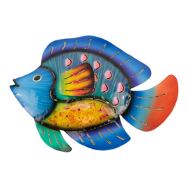 Wanddecoratie metaal tilapia vis multi kleuren 34x27x4cm