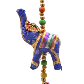 Decoratieve slinger met stoffen olifantjes - Kleurrijk - 80 cm