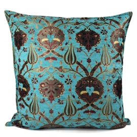 Esperanza Deseo ® vloer/lounge kussen - Flowers - turquoise ± 70x70cm (stofcode CTB)