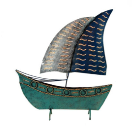 (Fairetrade) Waxinelichthouder metaal boot 35.5x32x8 cm