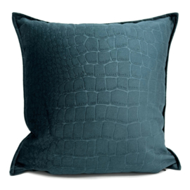 Esperanza Deseo ® kussen - petrol/zeegroen/teal velvet croco ± 42x42cm