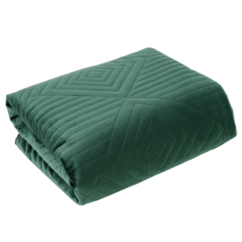 Bedsprei - Smaragd groen fluweel met prachtig modern motief 230x260cm