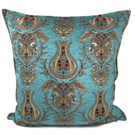 Esperanza Deseo ® kussen - Tulip ornament turquoise ± 60x60cm