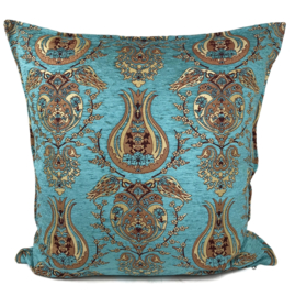 Esperanza Deseo ® vloer/lounge kussen Tulip ornament turquoise ± 70x70cm