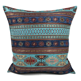 Esperanza Deseo ® vloer/lounge kussen - Peru - turquoise met blauw ± 70x70cm