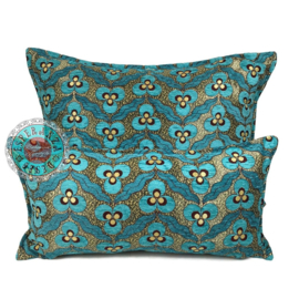 Esperanza Deseo ® kussen - Pansy flowers turquoise ± 50x70cm