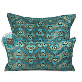 Esperanza Deseo ® kussen - Pansy flowers turquoise ± 30x60cm