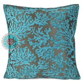 Esperanza Deseo ® kussen - Koraal takken turquoise ± 45x45cm