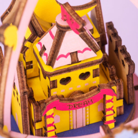 Muziekdoos Hout DIY 3D Puzzel City In The Sky, Robotime, AM45, 13,5×13,5×24,8 cm