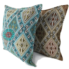 Esperanza Deseo ® kussen - Kelim turquoise ± 45x45cm