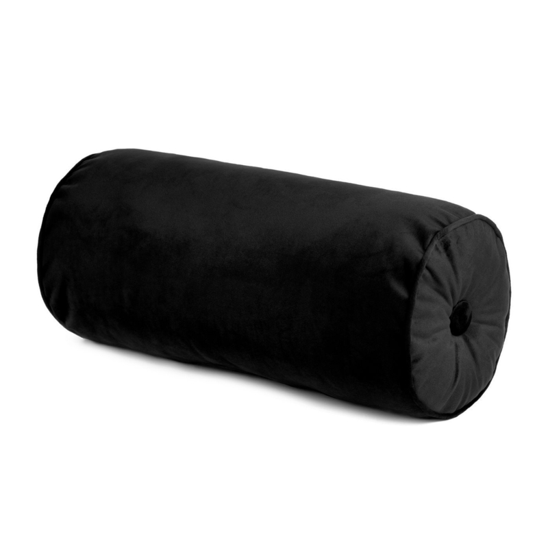 Rolkussen - zwart - velvet - 20cm dia x 45cm lang