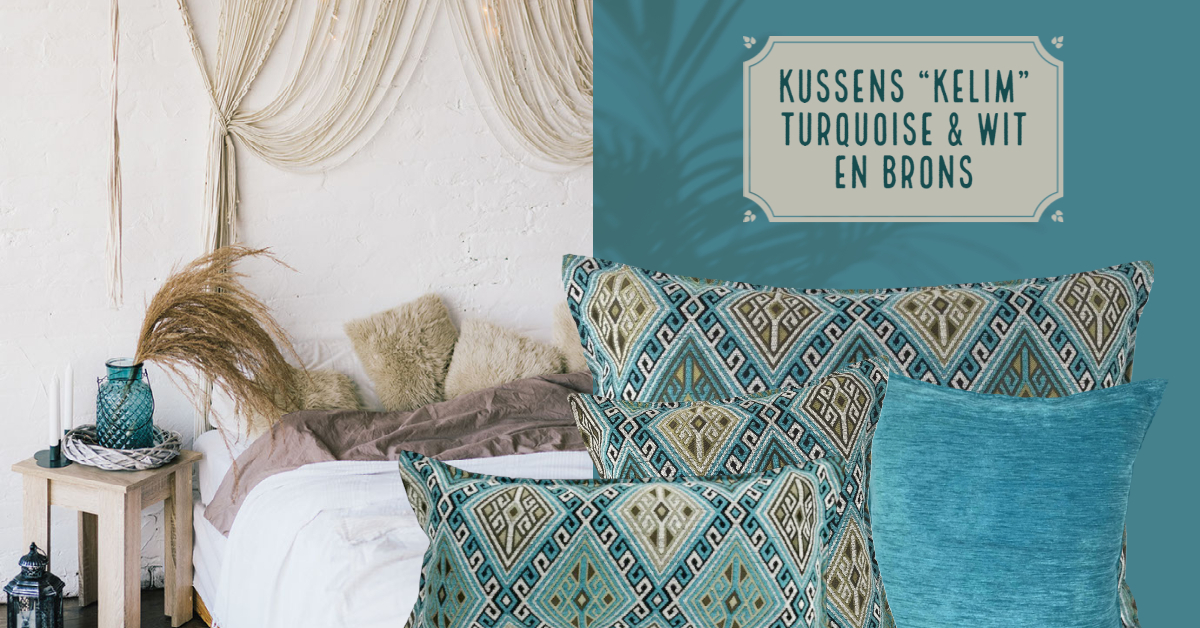 Generaliseren theorie Chaise longue TURQUOISE sierkussens: turquoise / turquoise boho stijl kussens