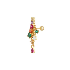 ONE PIECE STUD | SPARKLE MULTICOLOR | GOLD PLATED