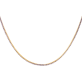 TENNIS NECKLACE | ZIRCONIA PURPLE | RVS GOLD