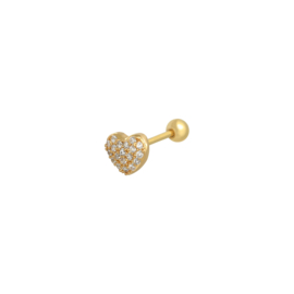 ONE PIECE STUD | SPARKLE HEART | GOLD PLATED