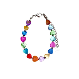 BRACELET | PEARL HEARTS MULTICOLOR | RVS SILVER/GOLD