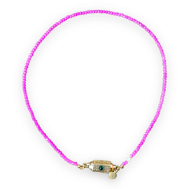 PRAYER BOX BEADS NECKLACE | PINK | RVS GOLD