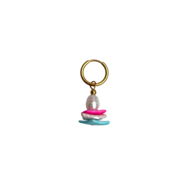 EARRING | ONE PIECE | PEARL/MULTICOLOR | RVS SILVER/GOLD
