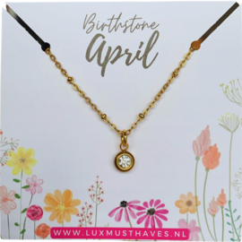 BIRTHSTONE NECKLACE | APRIL | RVS SILVER/GOLD