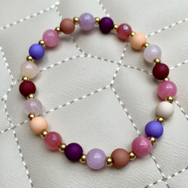 BRACELET | BEADS ACRYL/STONE | RVS SILVER/GOLD