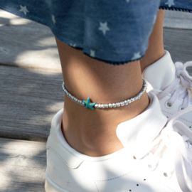 Beads Anklet - Star - silver