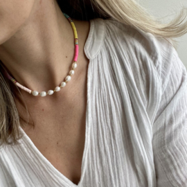 SURF NECKLACE | PEARL/MULTICOLOR BLOCK